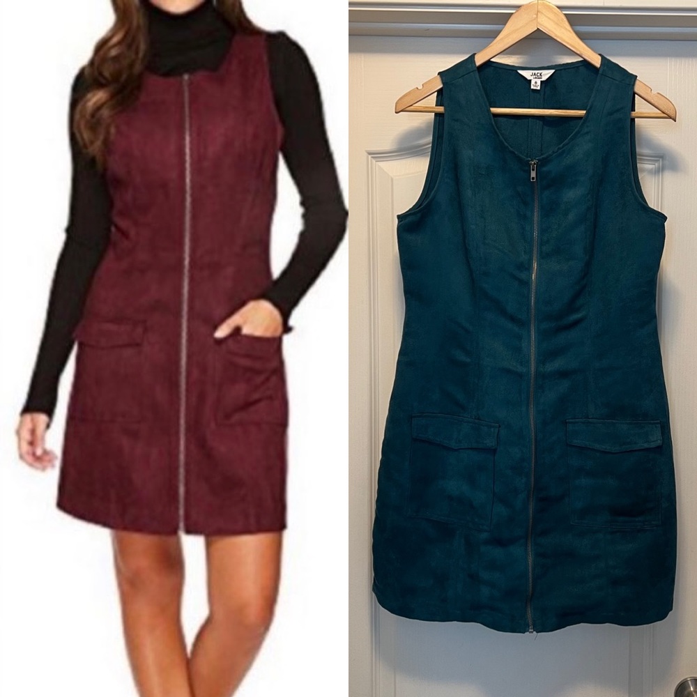 Jack BB Dakota Teal Suede Zipper Dress 8